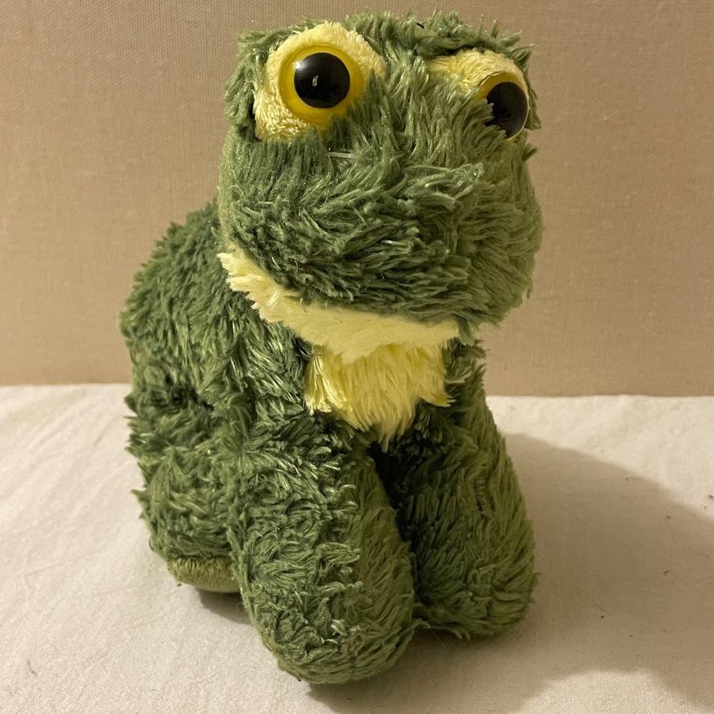 Aurora World Shaggy‎ Green Frog Plush Stuffed Animal Yellow Eyes 5.5 Inch 2022